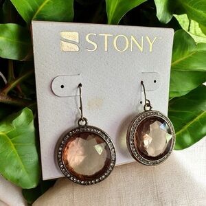 Aged Gold & Amber / Champagne Crystal Boho-Inspired Earrings with Rhinestone